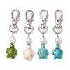 Sea Turtle Synthetic Howlite & Turquoise Pendant Decorations HJEW-JM02381-1