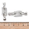 Brass with Clear Cubic Zirconia Fold Over Clasps KK-Z080-07P-3