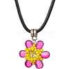 Glass Rhinestone & Glass Seed Beads Beaded Flower Pendant Necklaces NJEW-MZ00078-03-2