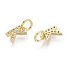 Letter Brass Micro Pave Clear Cubic Zirconia Pendants KK-K354-06G-K-2