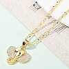 Brass Micro Pave Clear Cubic Zirconia Pendant Necklaces for Women NJEW-M084-02G-02-4