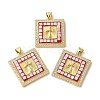 Square with Cross Brass Micro Pave Cubic Zirconia Pendants KK-K385-039G-2