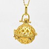 Filigree Brass Round Cage Ball Cage Pendants KK-L095-01-NR-2