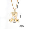 Cute Bear Heart Brass Crystal Rhinestone Pendant Necklaces for Women BF5088-3-1