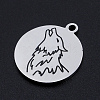 Non-Tarnish 201 Stainless Steel Etched Pendants STAS-N090-JN810-2