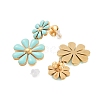 304 Stainless Steel Enamel Stud Earrings EJEW-S226-01G-03-3