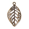 Tibetan Style Alloy Filigree Leaf Pendants TIBEP-Q040-023AB-NR-1