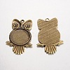 Owl Tibetan Style Alloy Big Pendant Cabochon Bezel Settings PALLOY-K109-11AB-NR-2