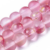 Frosted Spray Painted Glass Beads Strands X-GLAA-N035-03C-C04-1