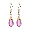 304 Stainless Steel Gradient Baking Paint Transparent Glass Beads Dangle Earrings EJEW-JE06291-4