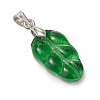 Leaf Gradient Color Baking Paint Glass Pendants PALLOY-JF03273-4