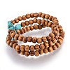 Wood Beads Stretch Kids Bracelets BJEW-JB03973-M-3