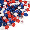 220Pcs Independence Day Theme Spray Painted Natural Wood Beads WOOD-TA0001-73-2