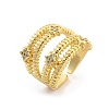 Rack Plating Brass Micro Pave Clear Cubic Zirconia Open Cuff Finger Rings for Women RJEW-M028-103G-4