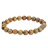 Natural Sandalwood Rond Bead Stretch Braclets for Men Women PW-WG55664-03-5