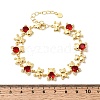 Brass Micro Pave Cubic Zirconia Link Chain Bracelets for Women BJEW-D457-01G-01-5