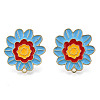 Alloy Enamel Stud Earring Findings PALLOY-N155-112-2