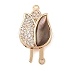 Brass Micro Pave Clear Cubic Zirconia Shell Box Clasps KK-S388-26G-1