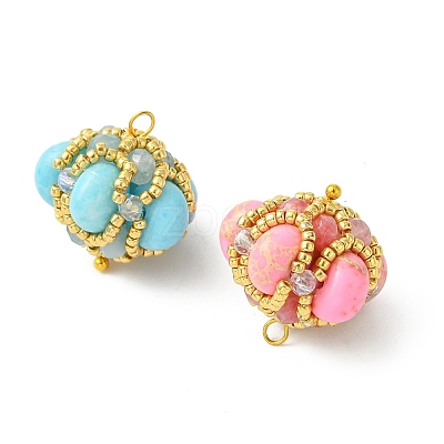 Dyed Natural Malaysia Jade & Synthetic Imperial Jasper & Glass Seed Beaded Pendants PALLOY-MZ01365-1