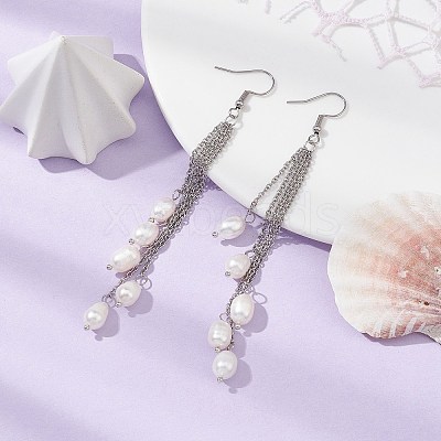 Natural Pearl Beads Dangle Earrings EJEW-JE05413-02-1