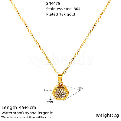 304 Stainless Steel Crystal Rhinestone Pendant Necklaces for Women WG594E0-03-1