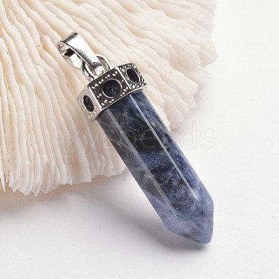 Bullet Brass Gemstone Pointed Pendants G-F218-10F-1