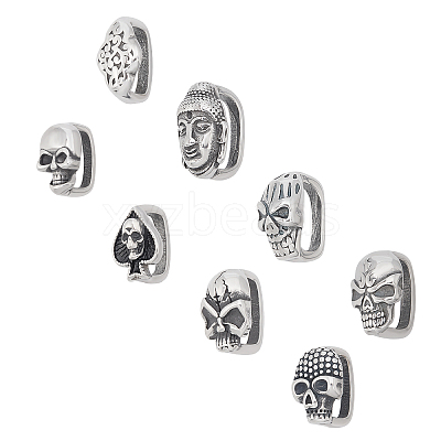 8Pcs 8 Style 304 Stainless Steel Slide Charms STAS-UN0021-02-1