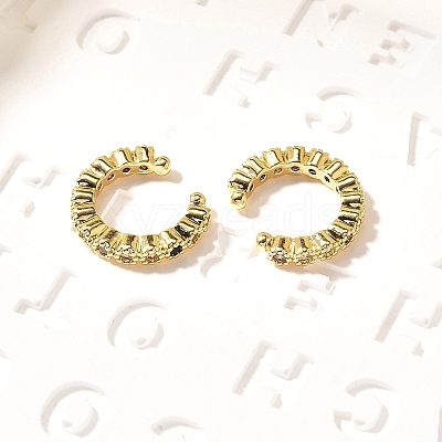 Brass Micro Pave Cubic Zirconia Cuff Earrings X-ZIRC-H109-06G-1