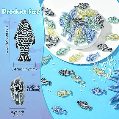 40Pcs 4 Colors Painted Transparent Glass Beads GLAA-CJ0003-02-1