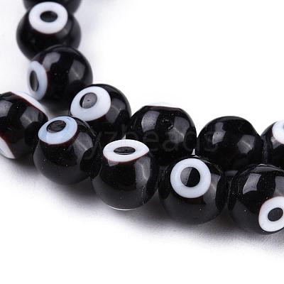 Handmade Evil Eye Lampwork Round Bead Strands LAMP-L055-8mm-08-1