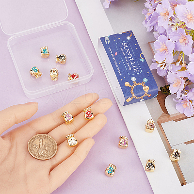 16Pcs Rack Plating Real 18K Gold Plated Brass Enamel Beads FIND-SC0001-76-1