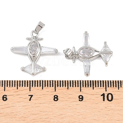 Brass Micro Pave Clear Cubic Zirconia Pendants KK-G549-18A-P-1