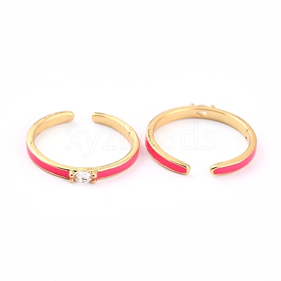 Brass Micro Pave Clear Cubic Zirconia Cuff Rings RJEW-H543-10G-1