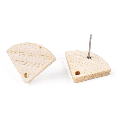 Ash Wood Stud Earring Findings EJEW-N017-011Q-1