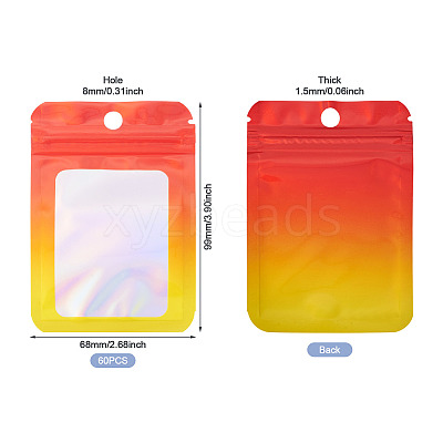 60Pcs Rectangle Glitter Holographic Plastic Resealable Packaging Bags ABAG-TA0001-97A-02-1
