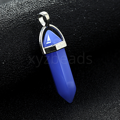 Bullet Imitation Jade Glass Pointed Pendants G-F295-01D-1