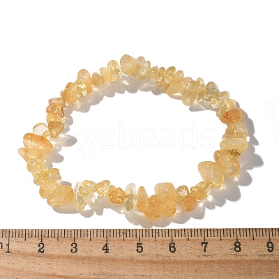 Chips Natural Citrine(Dyed & Heated) Beaded Stretch Bracelets BJEW-JB01826-08-1