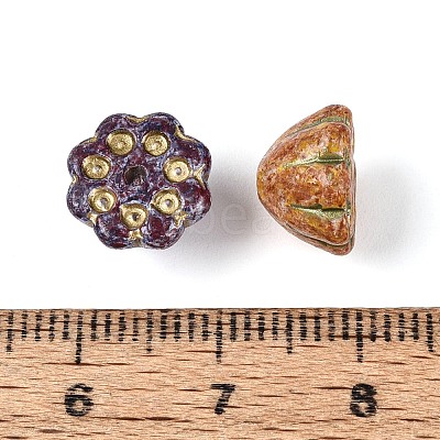 Picasso Baking Paint & Golden Metal Enlaced Glass Beads DGLA-T004-67M-1