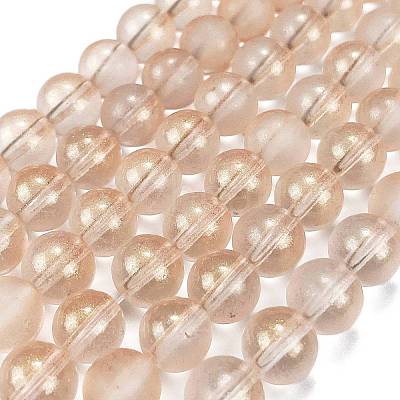 Frosted Transparent Glass Bead Strands X1-GLAA-P065-8mm-05-1
