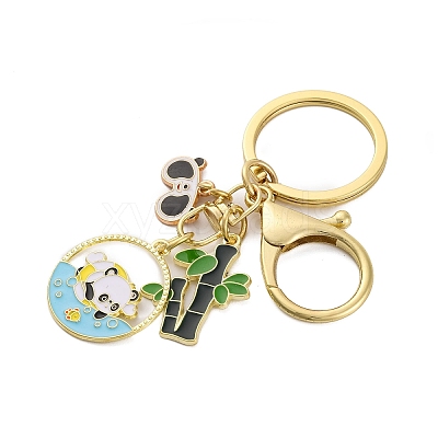 Rack Plating Panda Zinc Alloy Enamel Pendant Keychain KEYC-G064-01B-1