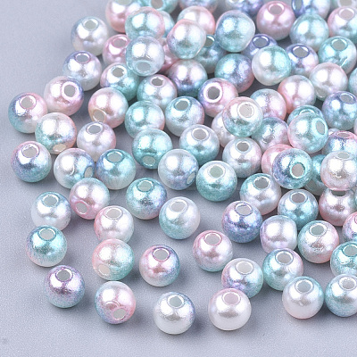 Rainbow ABS Plastic Imitation Pearl Beads OACR-Q174-8mm-05-1