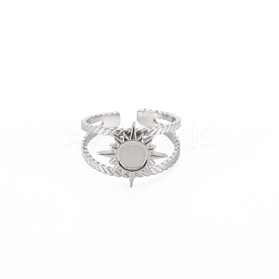 201 Stainless Steel Open Cuff Finger Ring Enamel Settings STAS-S119-159B-P-1