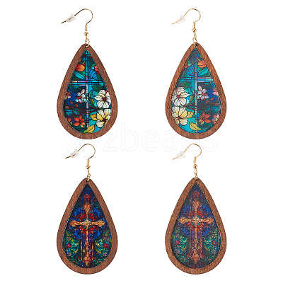 2 Pairs 2 Styles Acrylic Dangle Earrings EJEW-TA0001-52-1