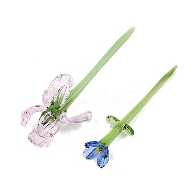 Handmade Lampwork Birthday Flower & Vase Set for Tabletop Display LAMP-D007-002B-1