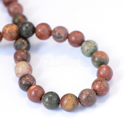 Natural Picasso Stone/Picasso Jasper Beads Strands X-G-E334-8mm-10-1
