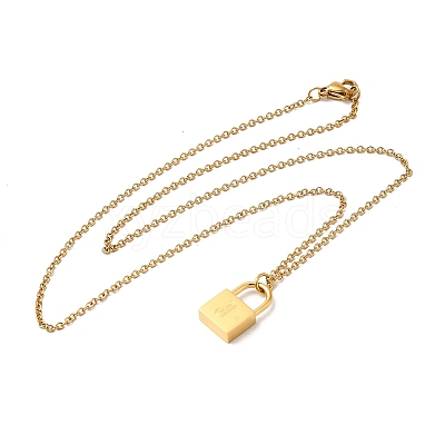 304 Stainless Steel Rolo Chain Pendant Necklaces NJEW-S444-01G-10-1
