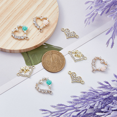 32Pcs 4 Styles Alloy Crystal Rhinestone Connector Charms FIND-DC0003-53-1