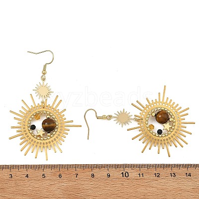 Brass Glass Dangle Earrings EJEW-MZ00802-01-1
