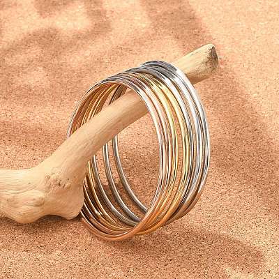 7Pcs 201 Stainless Steel Plain Bangle Sets for Women BJEW-L664-022C-M02-1