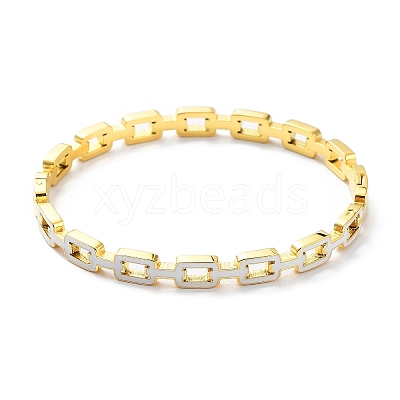 Ion Plating(IP) 304 Stainless Steel Hollow Rectangle Bangles BJEW-M309-07G-1